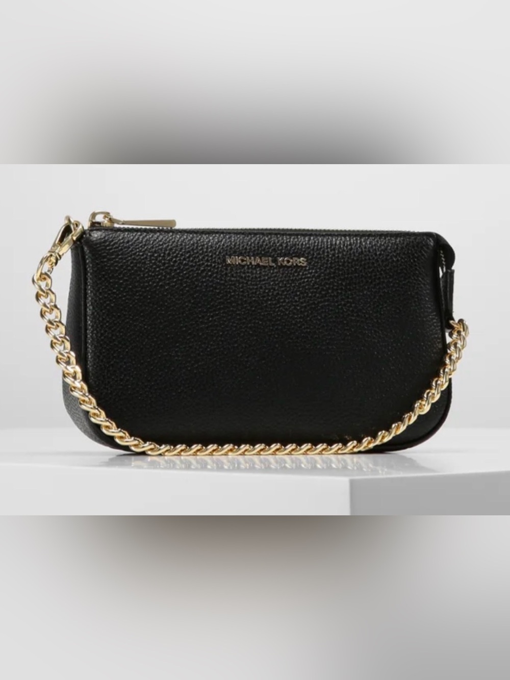 Michael Kors Jet Set Chain Leather Pochette- Black (EUC)